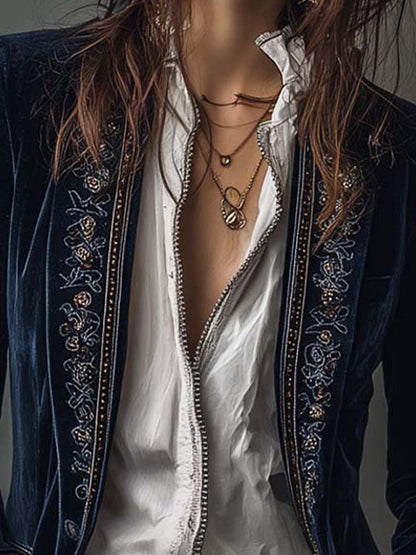 Gabrielle | Embroidered Longline Jacket